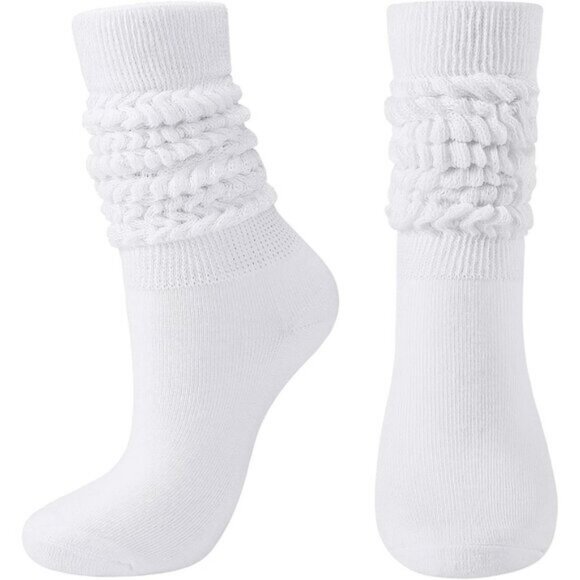 ⚡Women White Imported Cotton Slouch Socks Scrunch Knee High Slouchy Socks - Picture 1 of 7